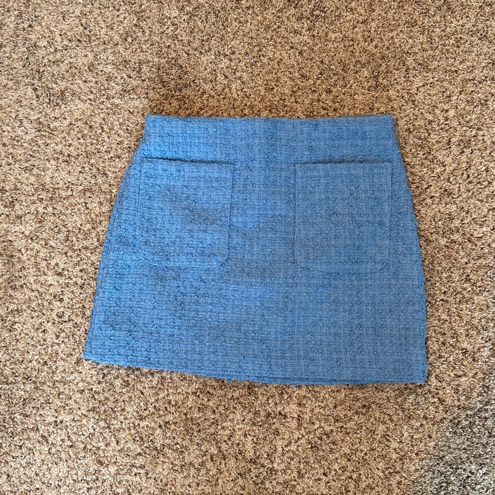 NWT Blue Tweed Blazer Skirt Set - Picture 4 of 6